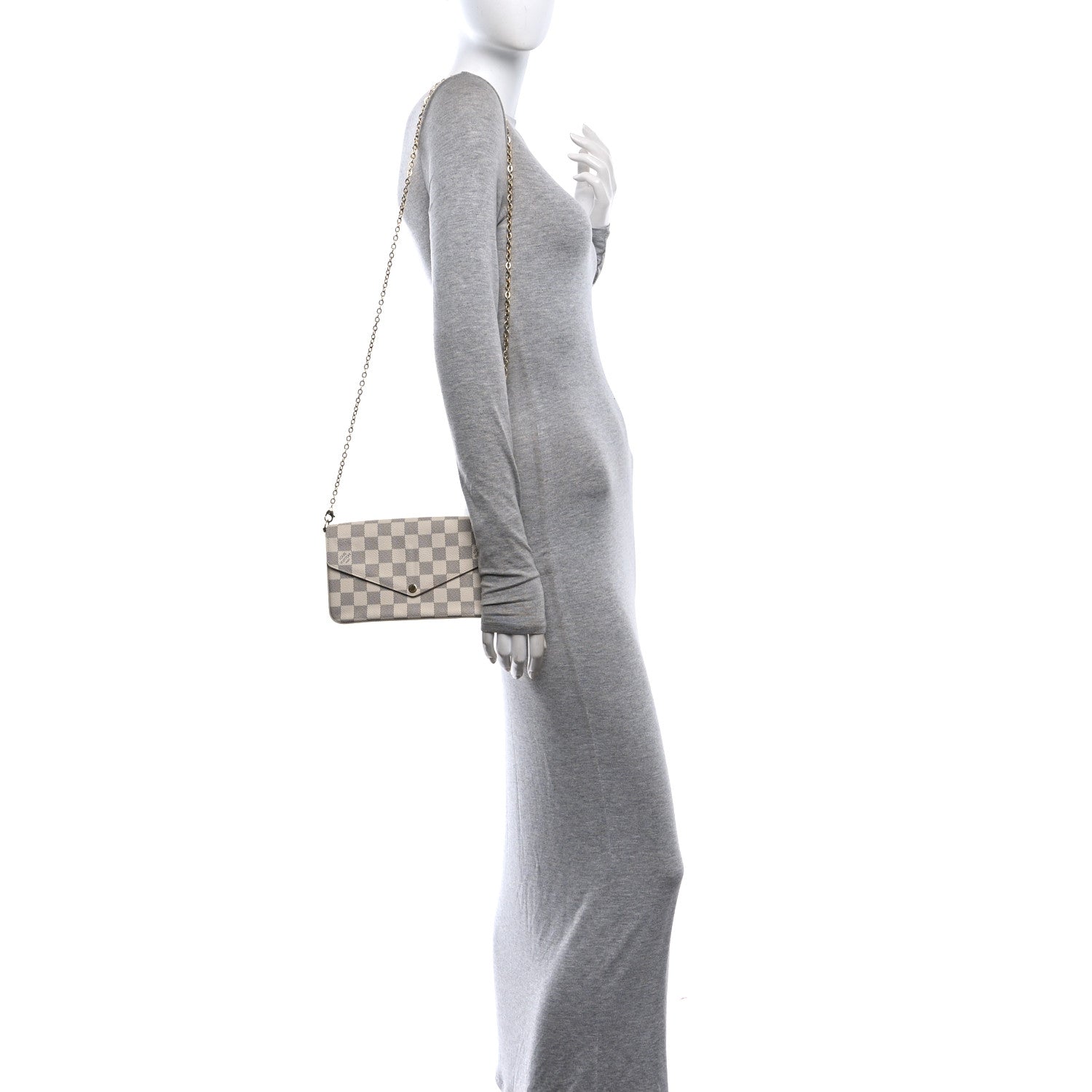 Louis Vuitton Damier Azur Pochette Felicie Chain Wallet Rose Ballerine Rose Ballerine 2 of 11