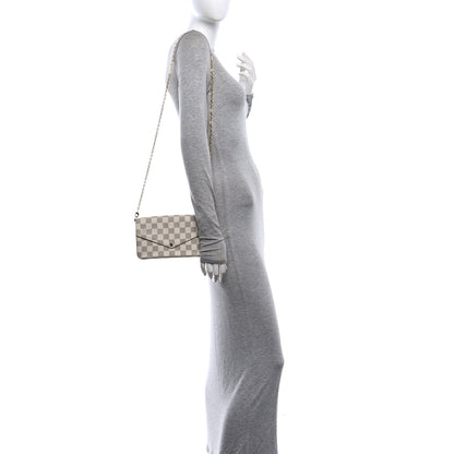 Louis Vuitton Damier Azur Pochette Felicie Chain Wallet Rose Ballerine Rose Ballerine 2 of 11