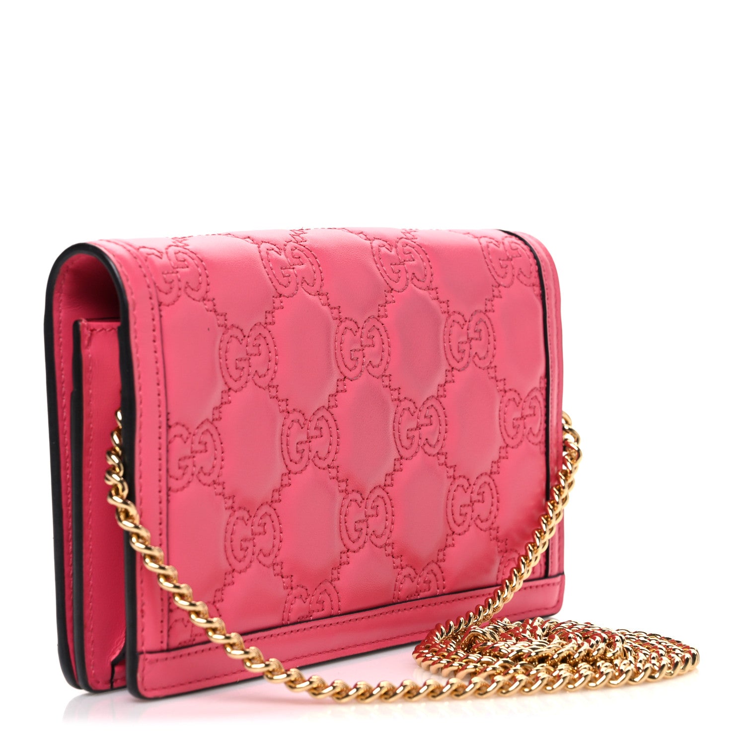 Gucci Calfskin GG Matelasse Chain Wallet Rhodamine Pink 3 of 11