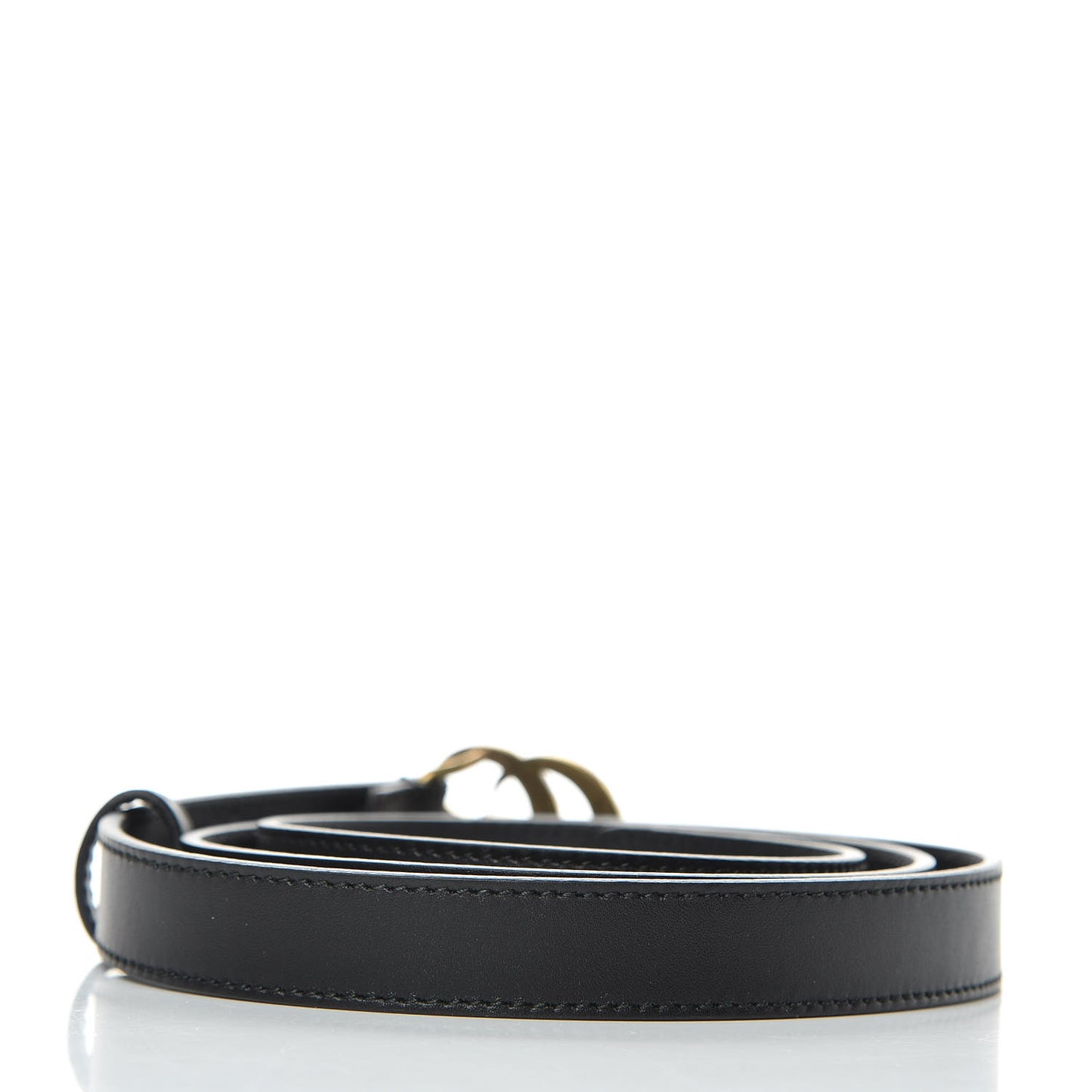 Calfskin Pearl Double G 20mm Belt 95 38 Black Cream