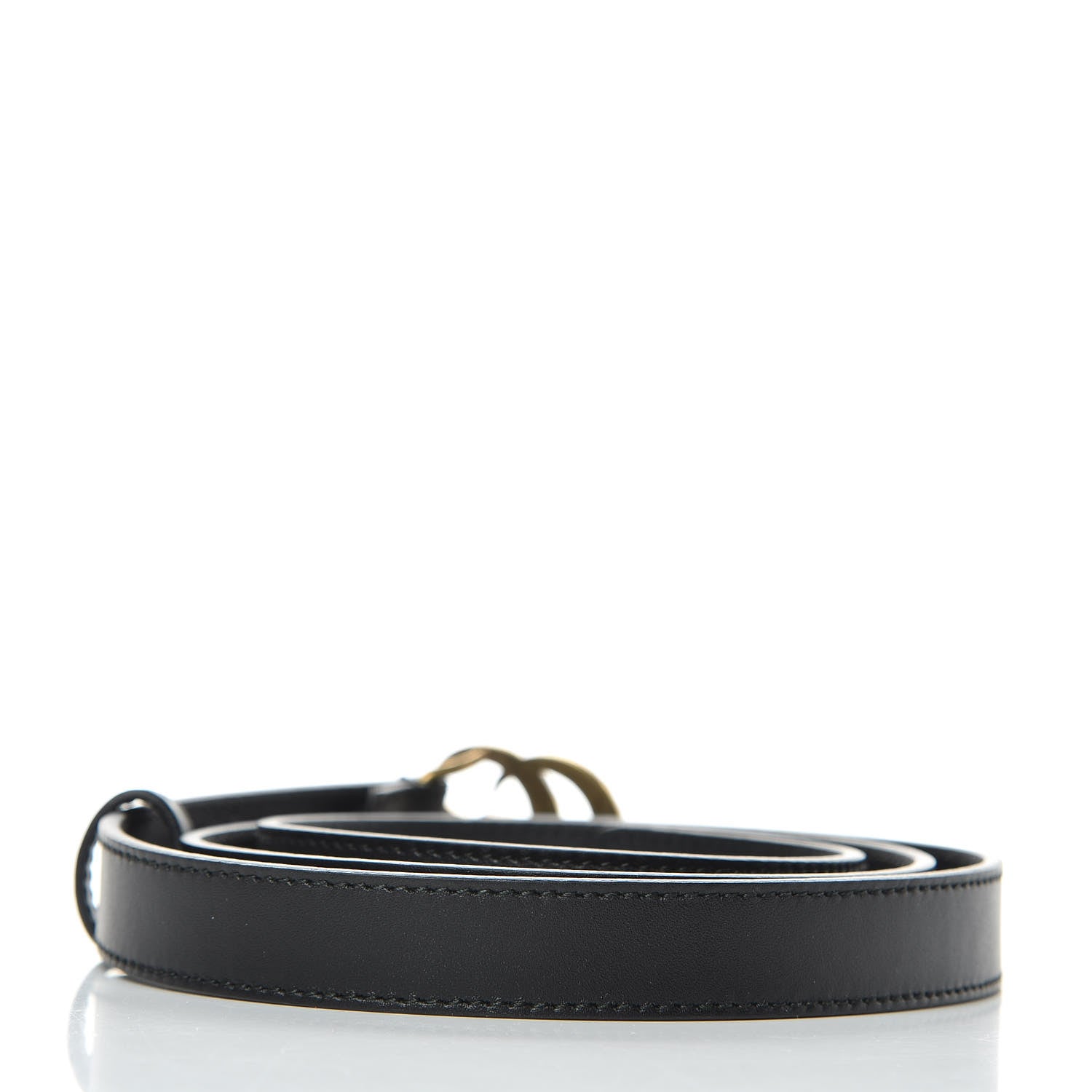 Gucci Calfskin Pearl Double G 20mm Belt 95 38 Black Cream 3 of 6