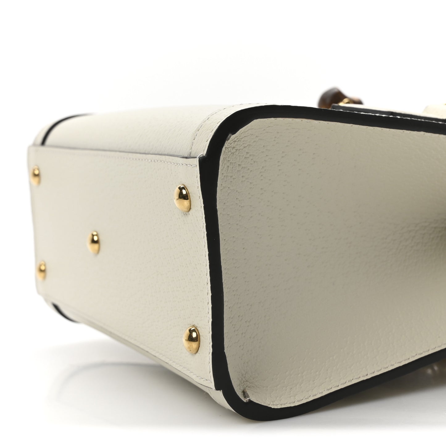 Textured Calfskin Web Mini Diana Tote Bag Mystic White