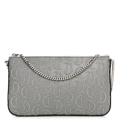 Christian Louboutin Glitter Calfskin Loubila Chain Clutch Silver 1 of 8