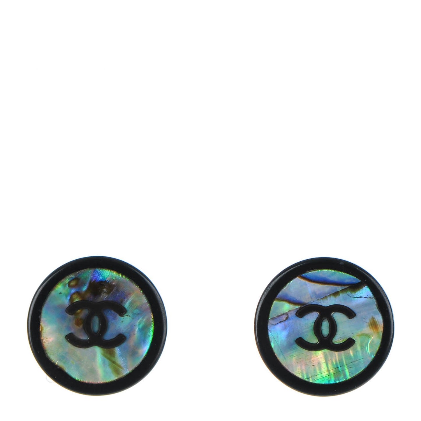 Resin Abalone CC Stud Earrings Black