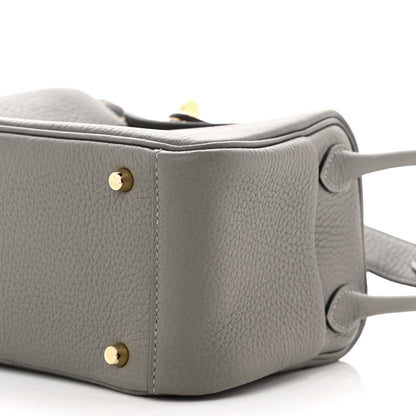 Hermes Taurillon Clemence Mini Lindy 20 Gris Meyer 10 of 11