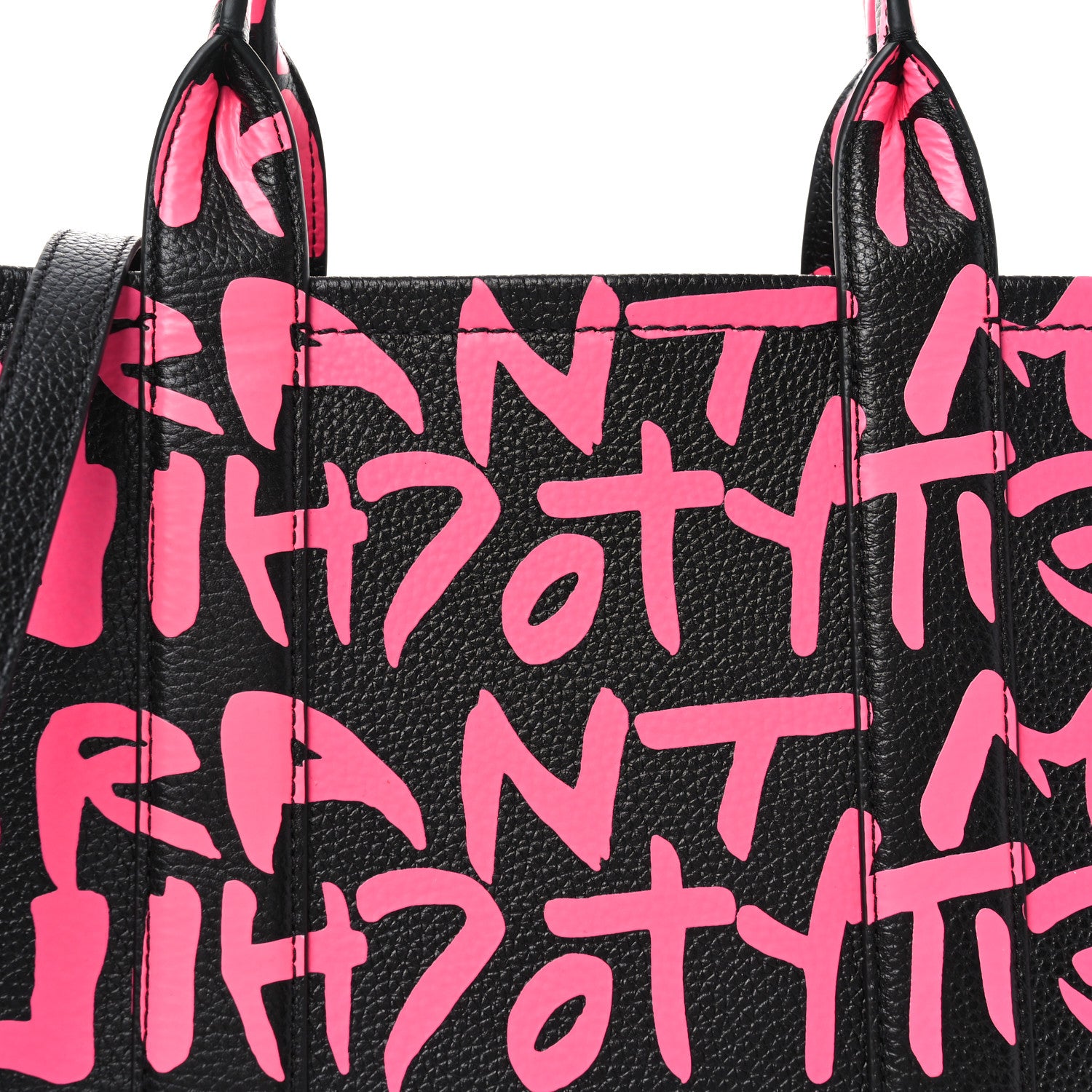 Marc Jacobs X STEPHEN SPROUSE Grained Calfskin Medium The Tote Bag Pink 7 of 9