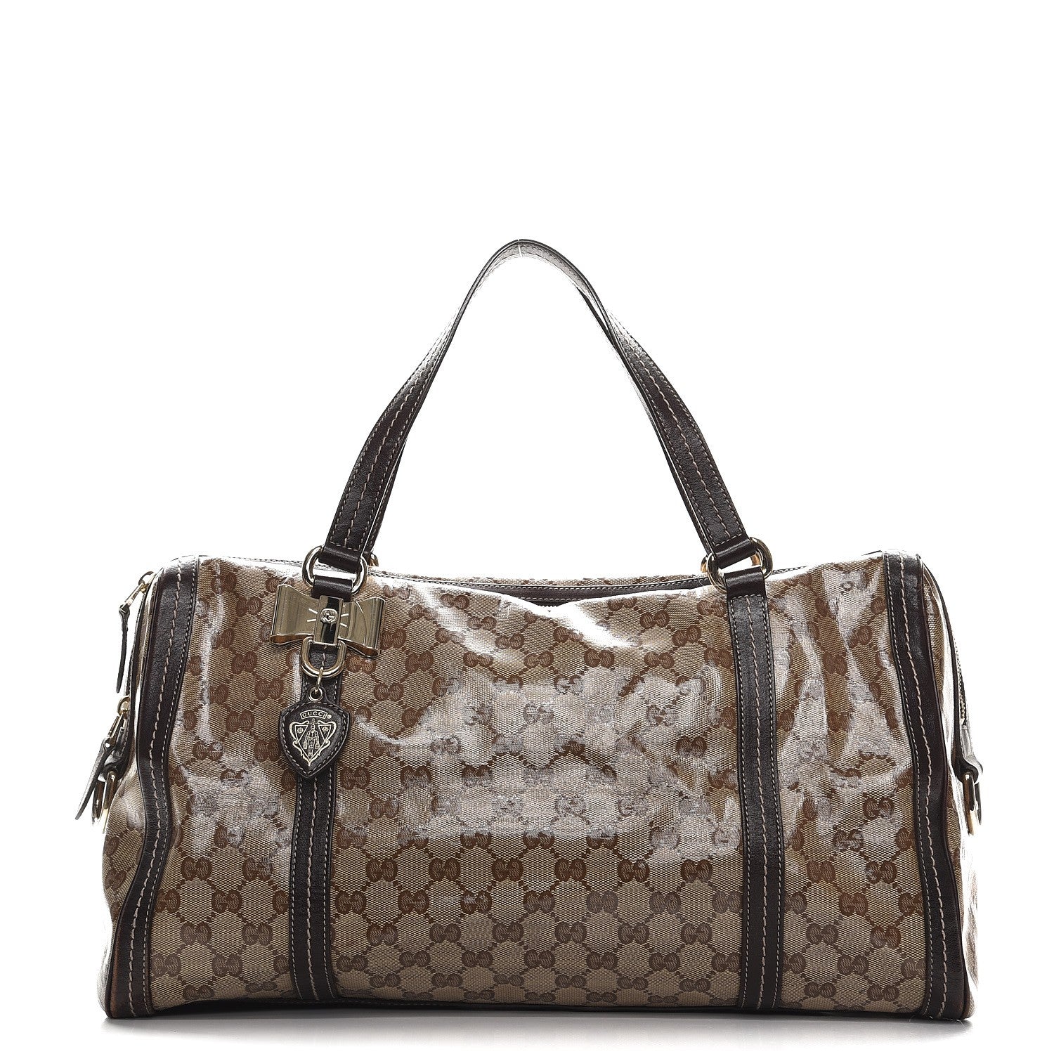 Gucci Crystal Monogram Large Duchessa Boston Dark Brown 1 of 13