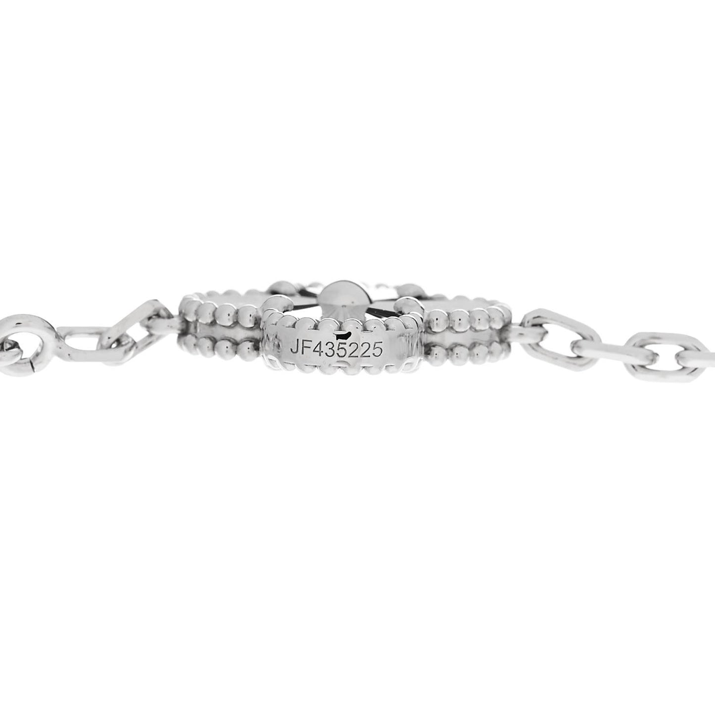 18K White Gold 5 Motifs Guilloche Vintage Alhambra Bracelet