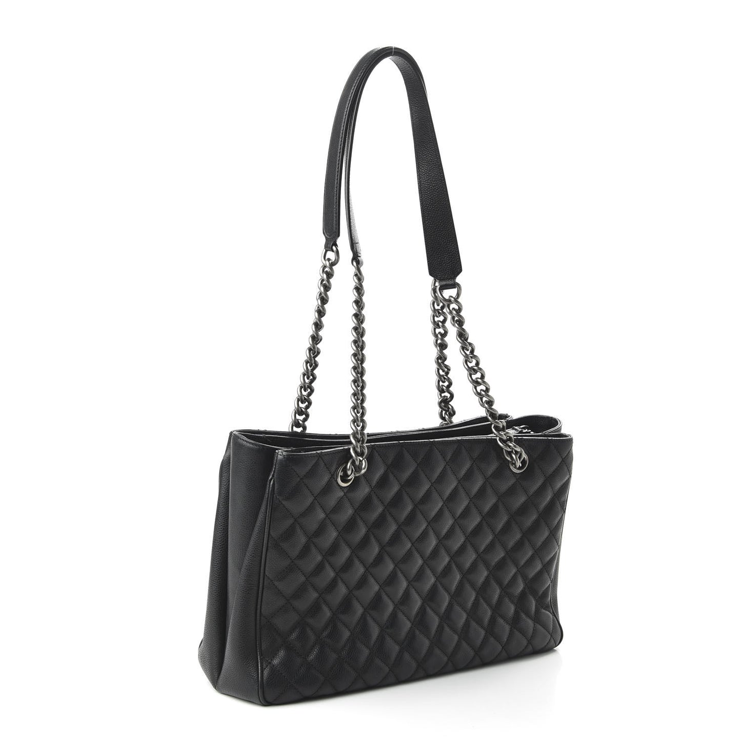 Caviar Quilted Medium Rock In Rome Tote Black