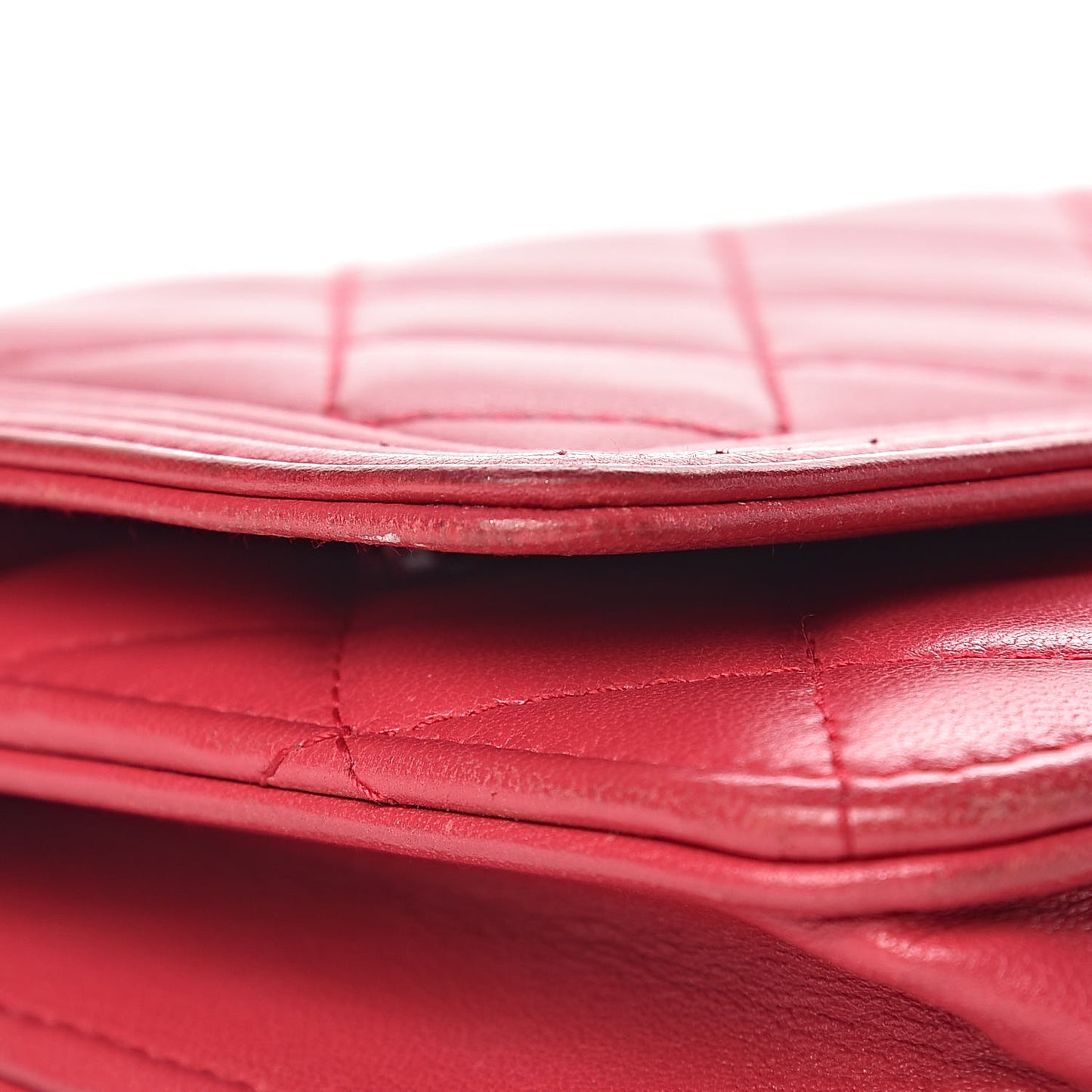 Calfskin Quilted Boy Wallet On Chain WOC Red