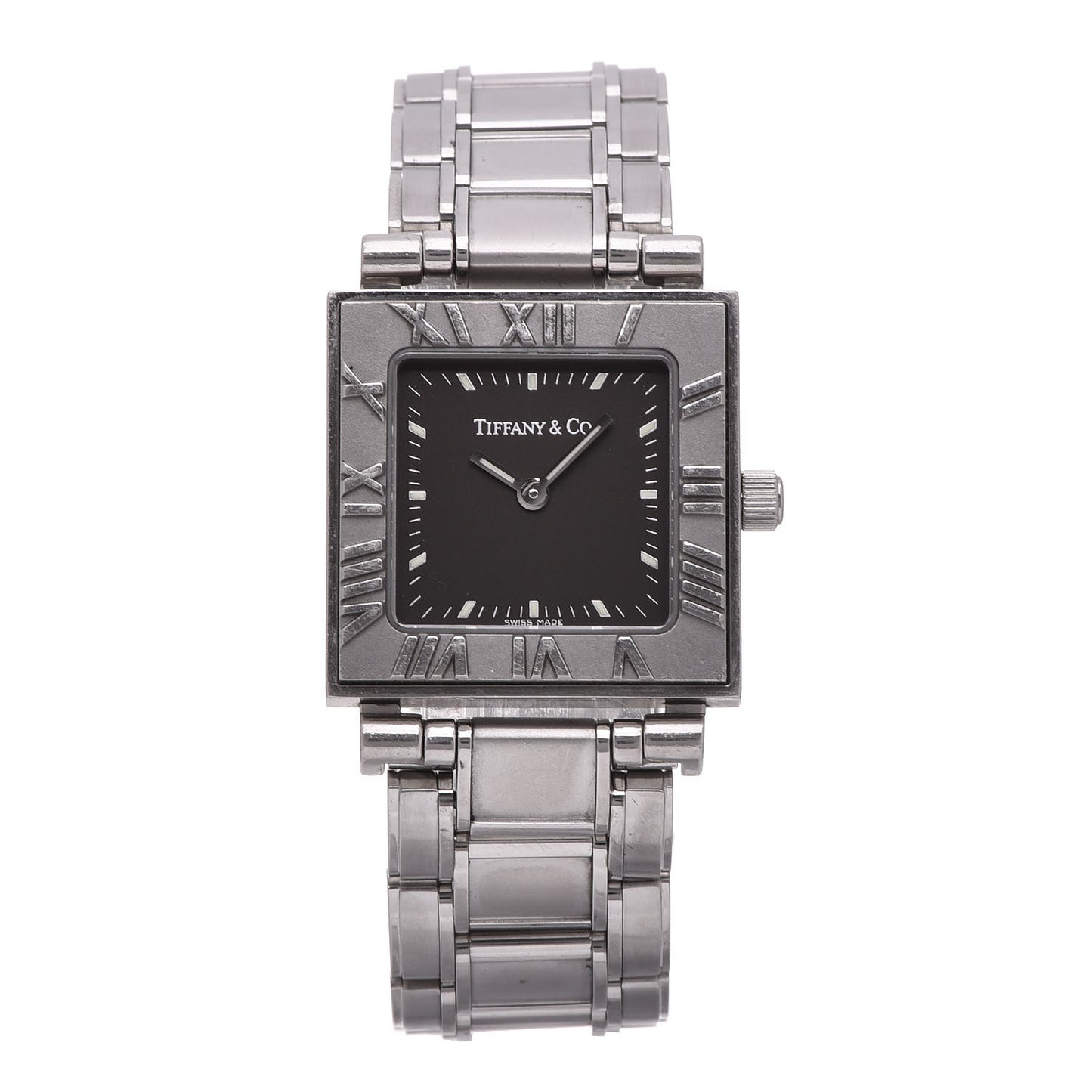 Stainless Steel 23mm Atlas Square Quartz Watch Black