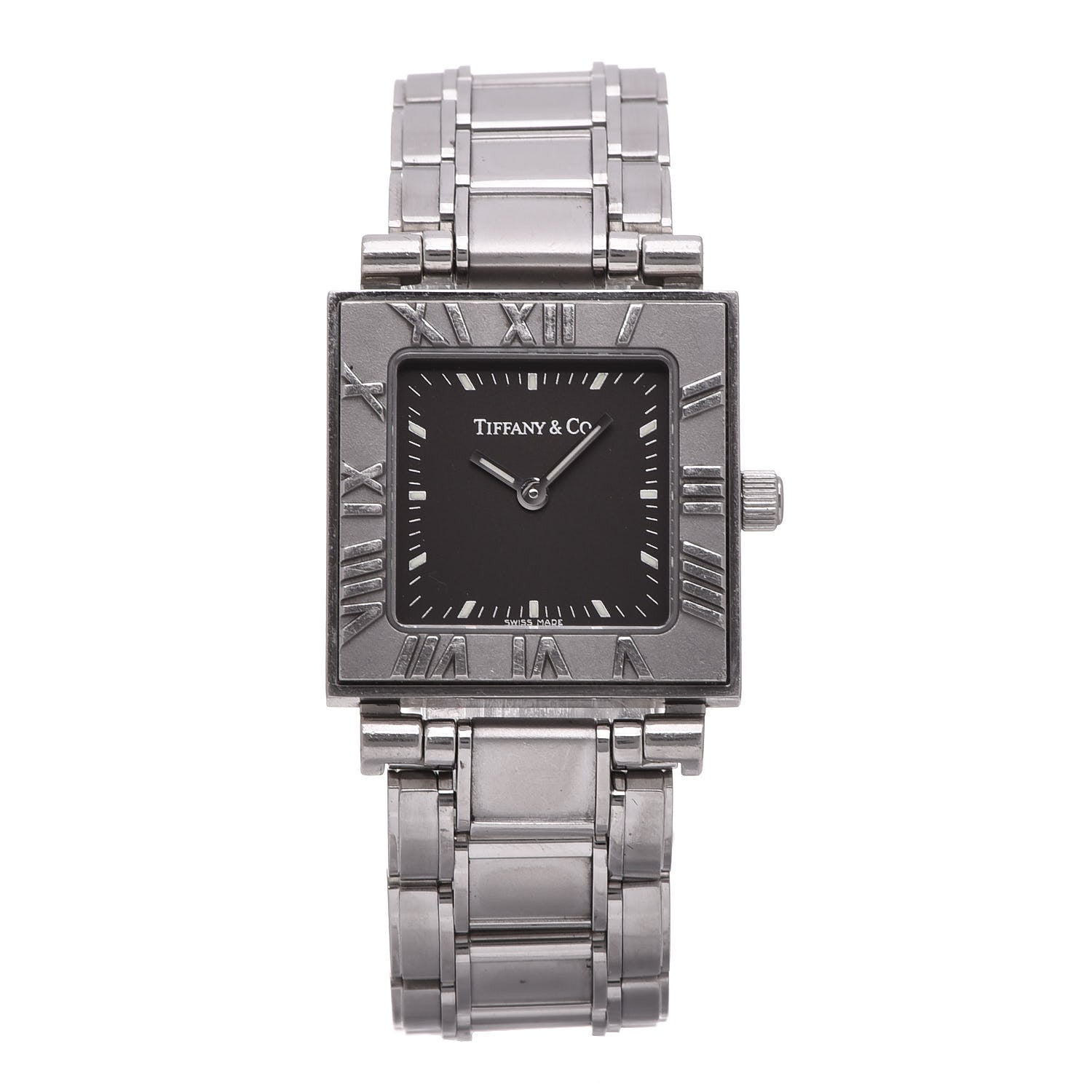 Tiffany Stainless Steel 23mm Atlas Square Quartz Watch Black 1 of 6