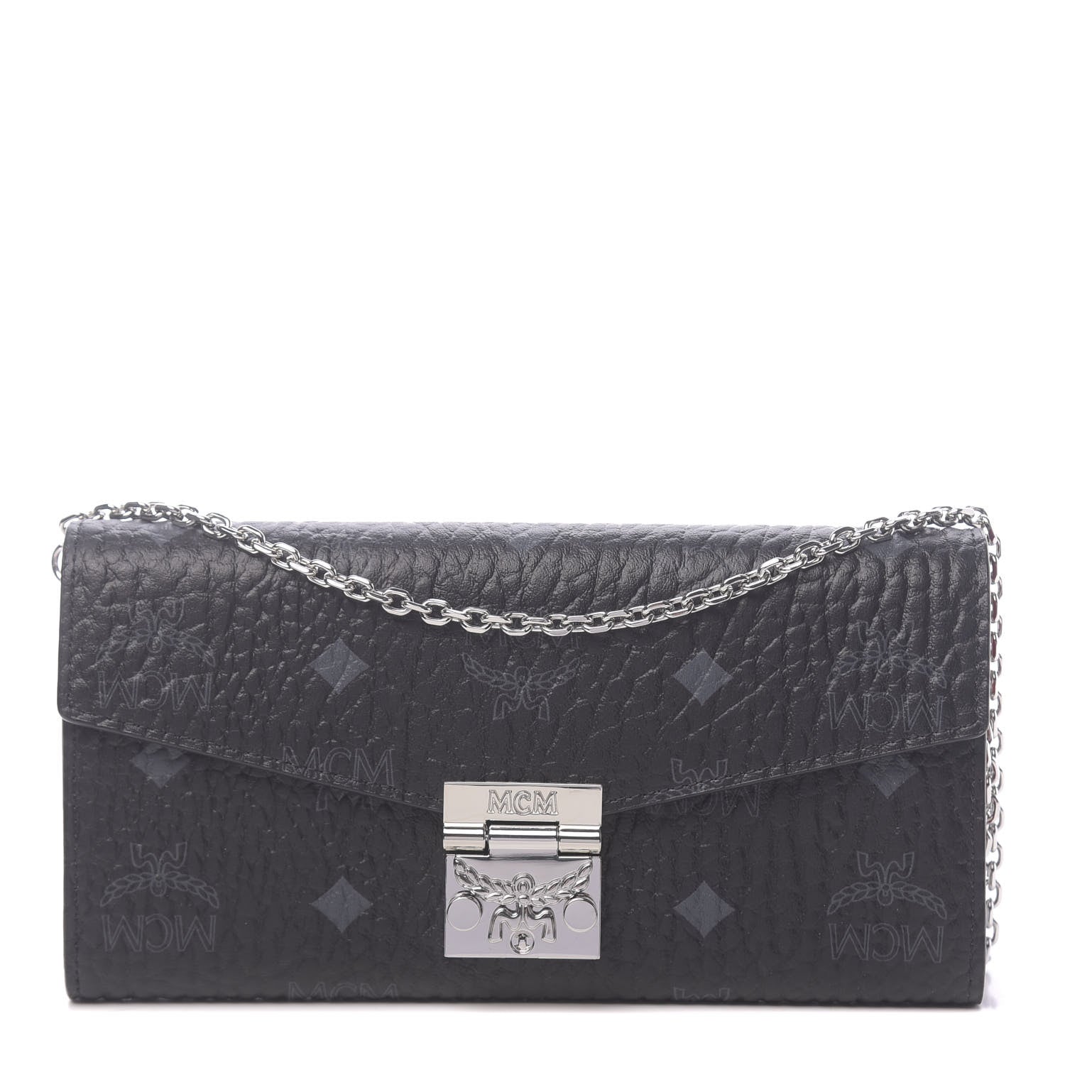 MCM Visetos Large Patricia Wallet On Chain Black Red 1 of 9