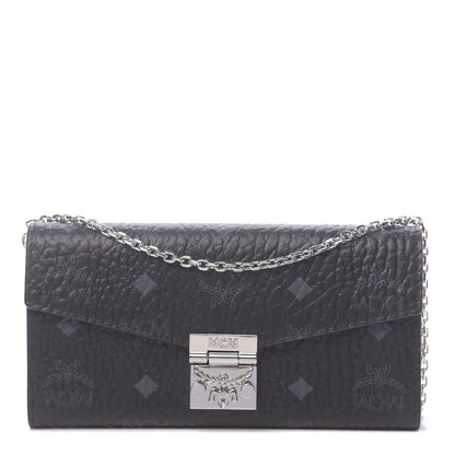 MCM Visetos Large Patricia Wallet On Chain Black Red 1 of 9