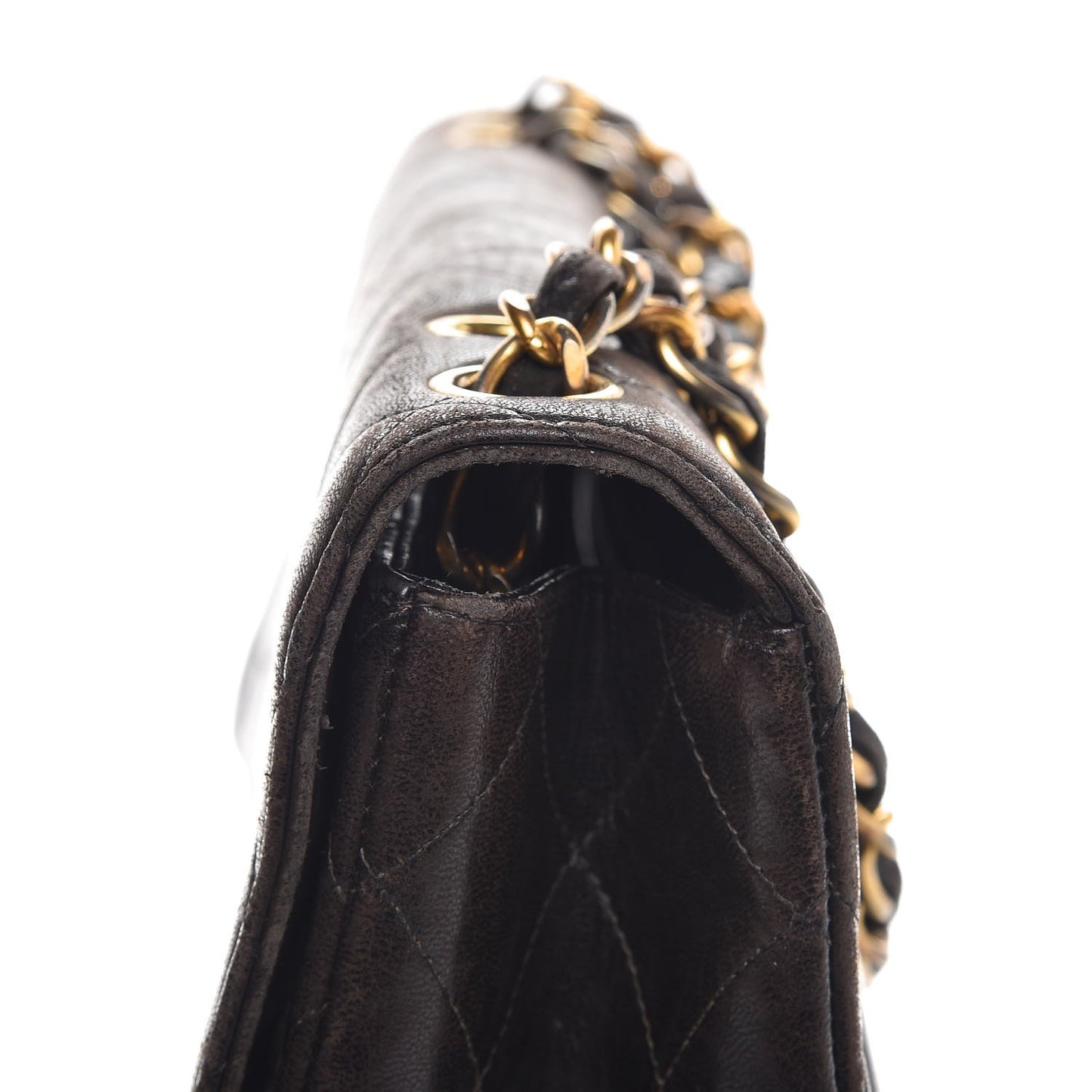 Lambskin Quilted Jumbo Single Flap Brown