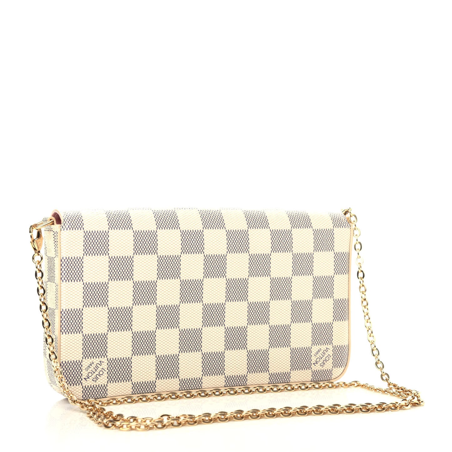 Damier Azur Pochette Felicie Chain Wallet Rose Ballerine