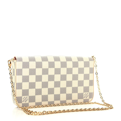 Louis Vuitton Damier Azur Pochette Felicie Chain Wallet Rose Ballerine 3 of 10