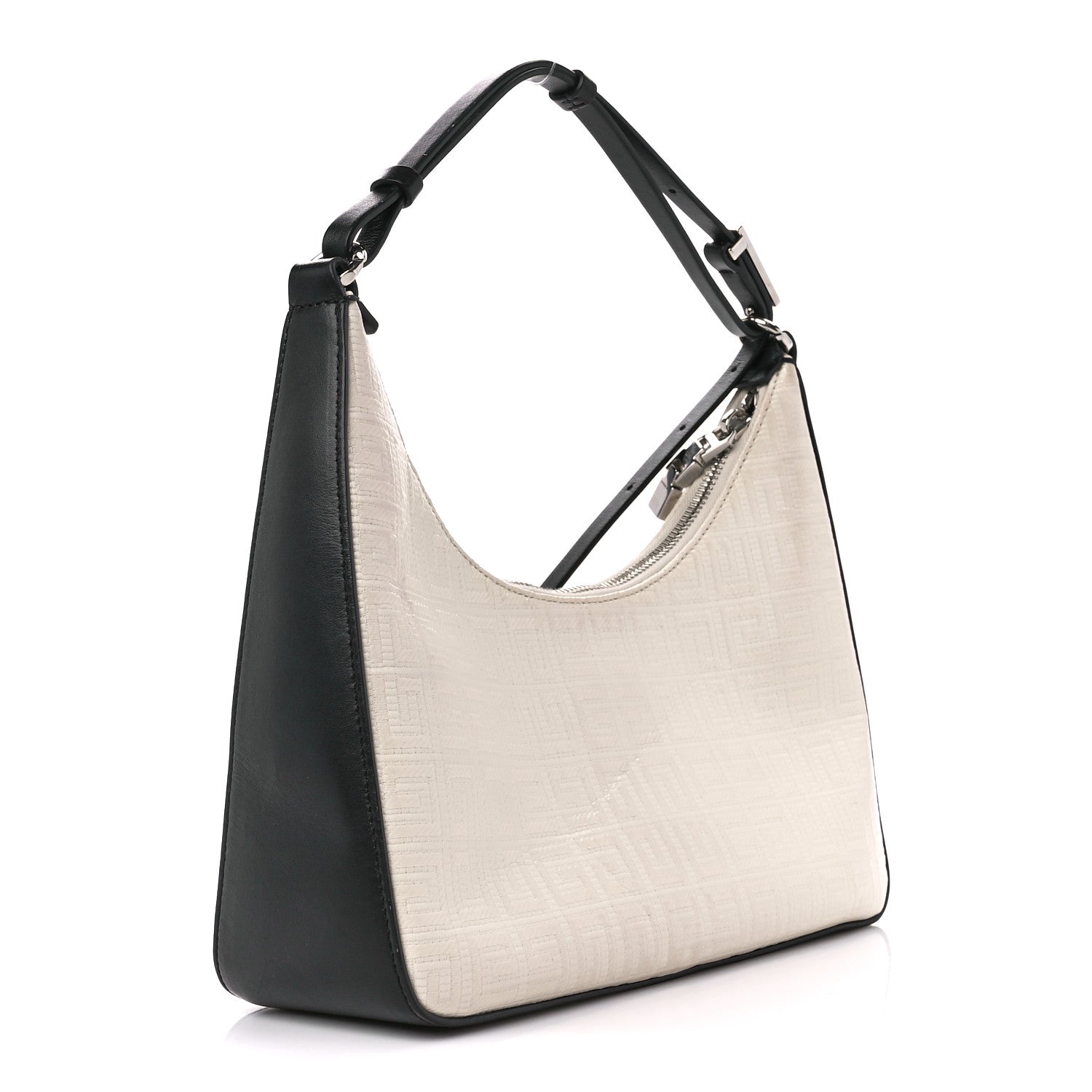 Givenchy Coated Canvas Logo 4G Embossed Small Moon Cut Out Shoulder Bag Ivory 3 of 12