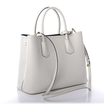 Prada Saffiano Cuir Medium Double Bag Talco Black 3 of 9