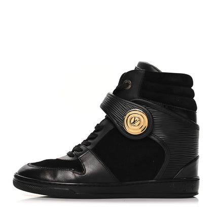 Louis Vuitton Epi Suede Postmark Wedge Sneakers 37.5 Black 1 of 8