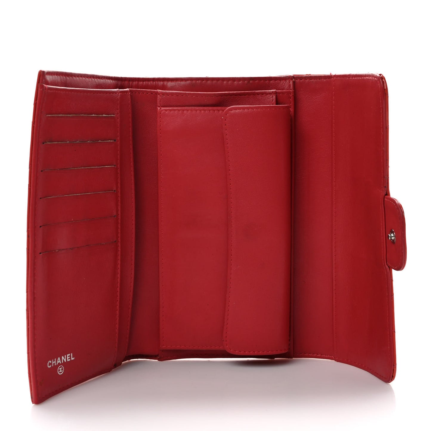 Patent Quilted Large Flap Wallet Coral