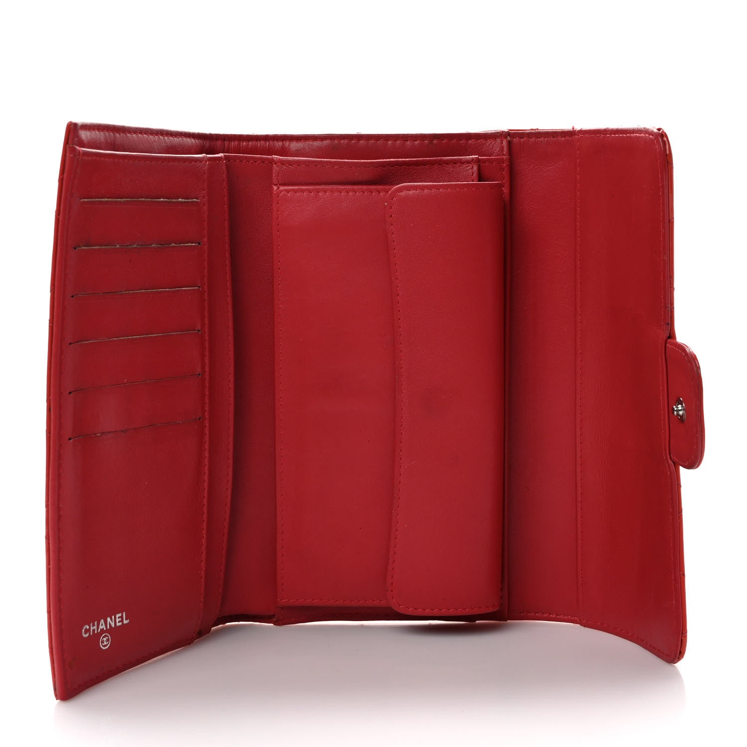 Chanel Patent Quilted Large Flap Wallet Coral 5 of 11