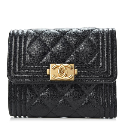 Chanel Caviar Quilted Compact Boy Wallet Black 1 of 8