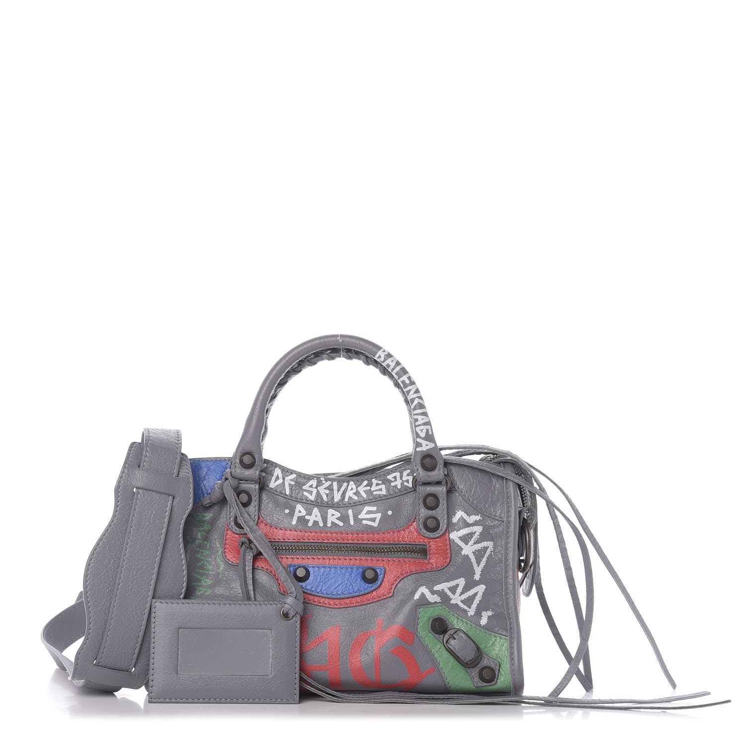 Balenciaga Agneau Classic Hardware Graffiti Mini City Grey 1 of 12