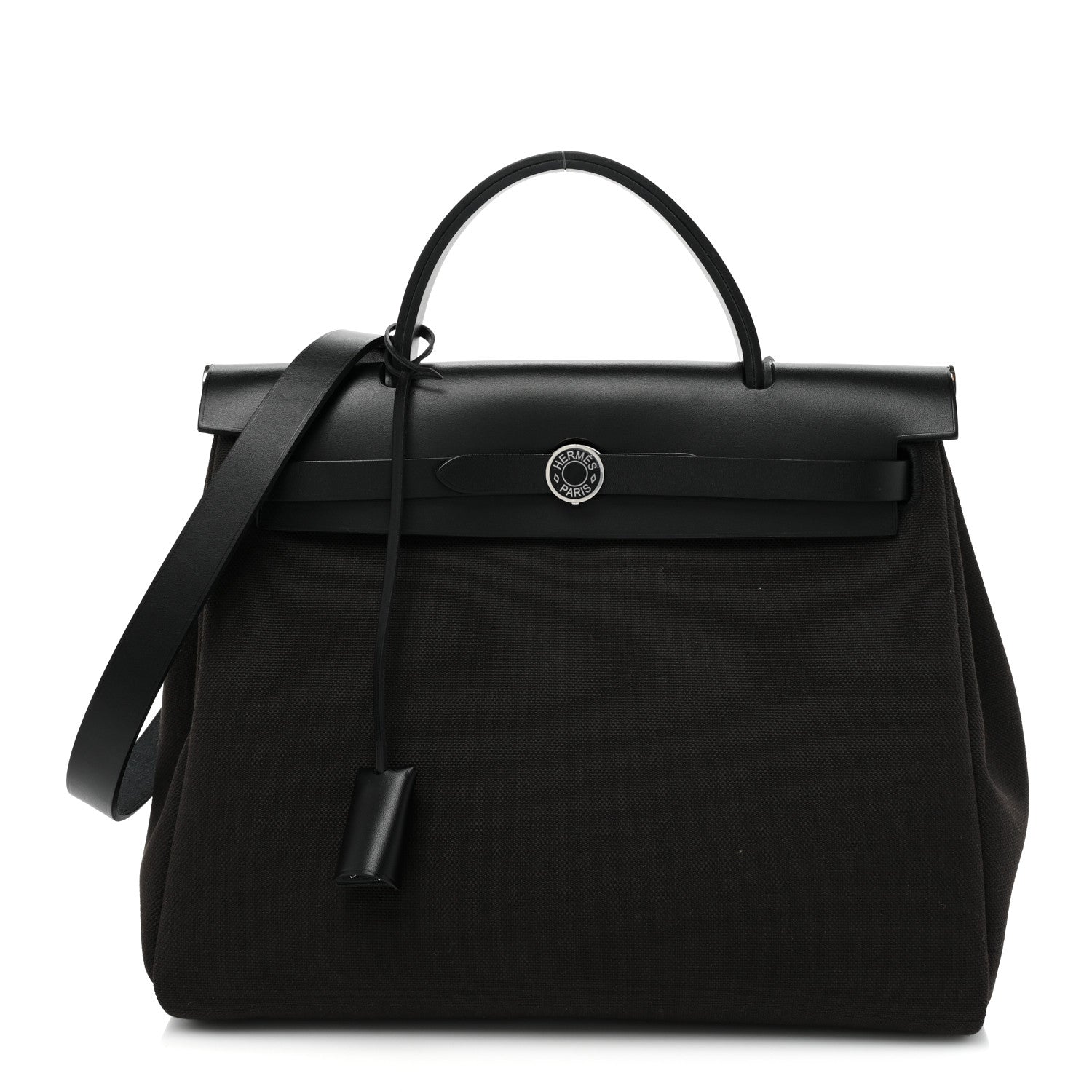Hermes Military Toile Vache Hunter Herbag Zip Retourne 31 PM Ebene Black 1 of 12