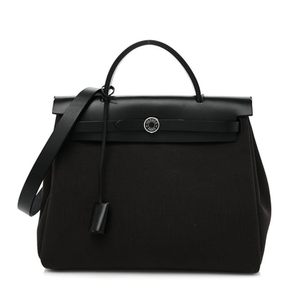 Hermes Military Toile Vache Hunter Herbag Zip Retourne 31 PM Ebene Black 1 of 12