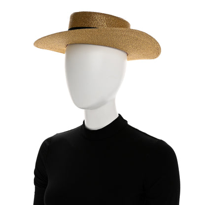 Gucci Glittered Straw Grosgrain Wide Brim Hat XS Gold Black 2 of 11