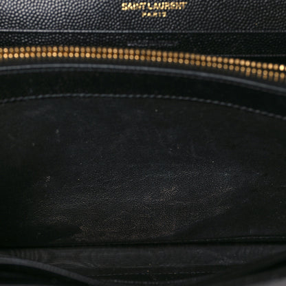Saint Laurent Grain De Poudre Matelasse Chevron Monogram Chain Wallet Black 7 of 10