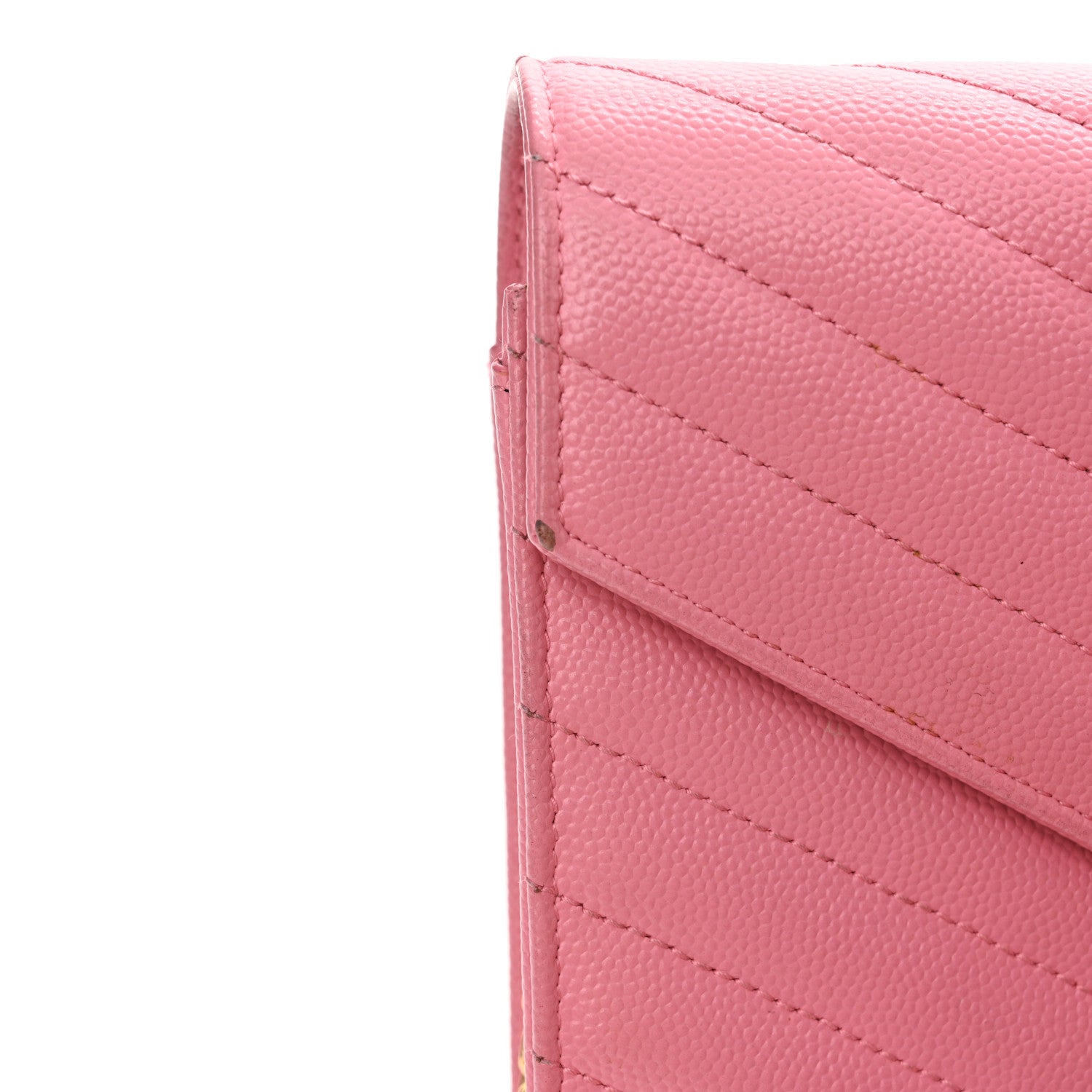 Saint Laurent Grain De Poudre Matelasse Chevron Monogram Chain Wallet Indian Pink 14 of 16