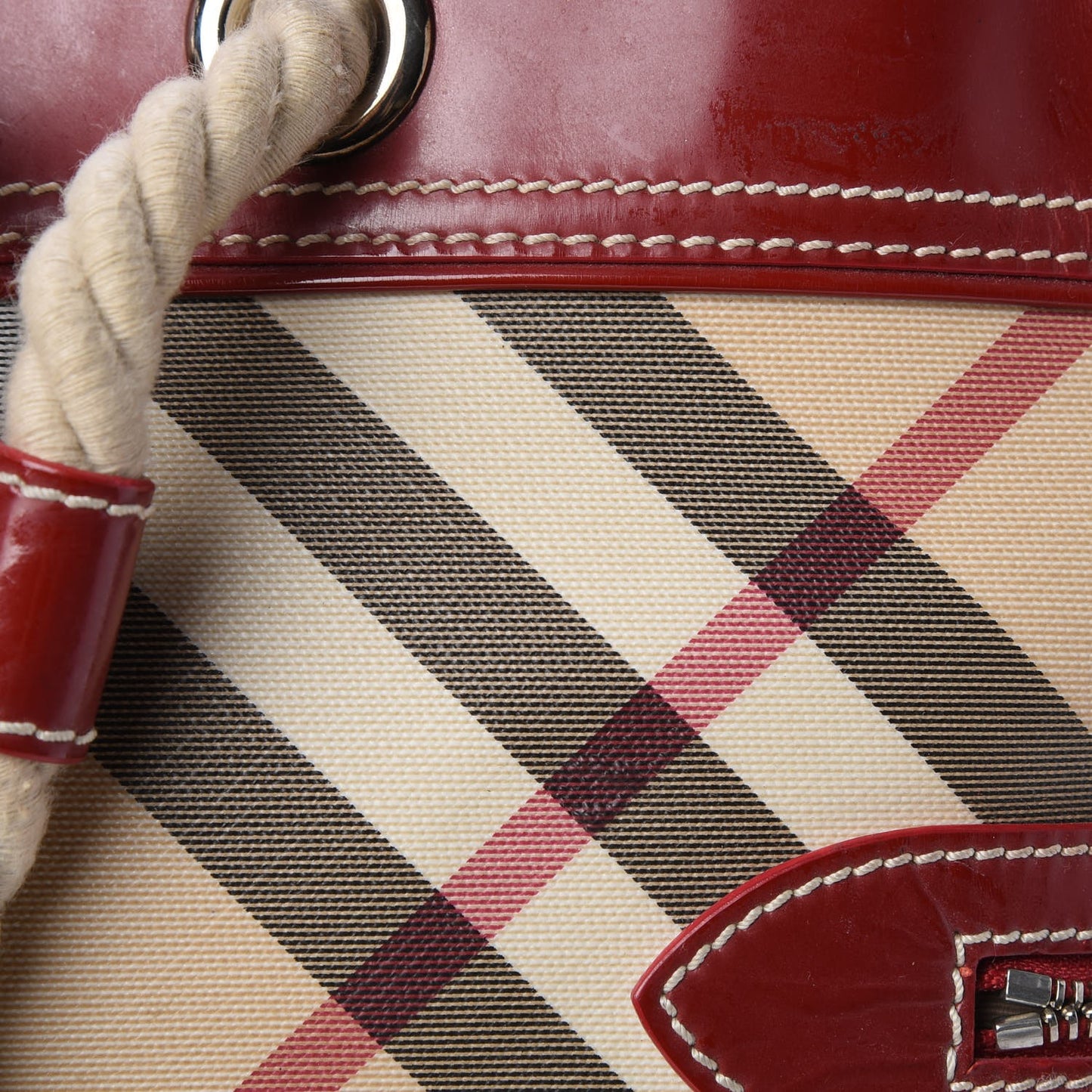 Patent Nova Check Nautical Tote Berry Red