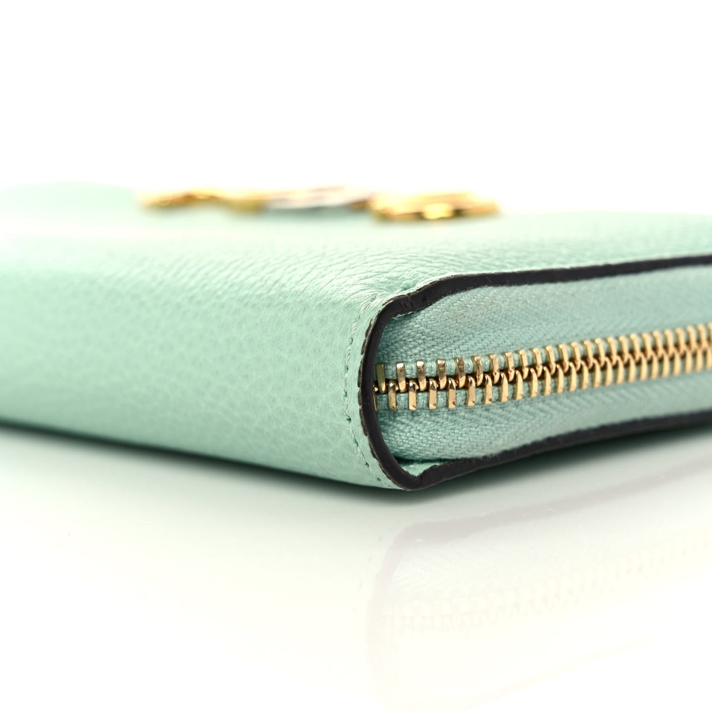 Posillipo Grain Calfskin Zumi Zip Around Wallet Water Green