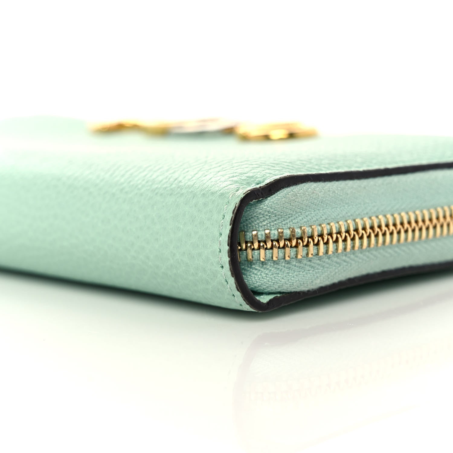 Gucci Posillipo Grain Calfskin Zumi Zip Around Wallet Water Green 8 of 8