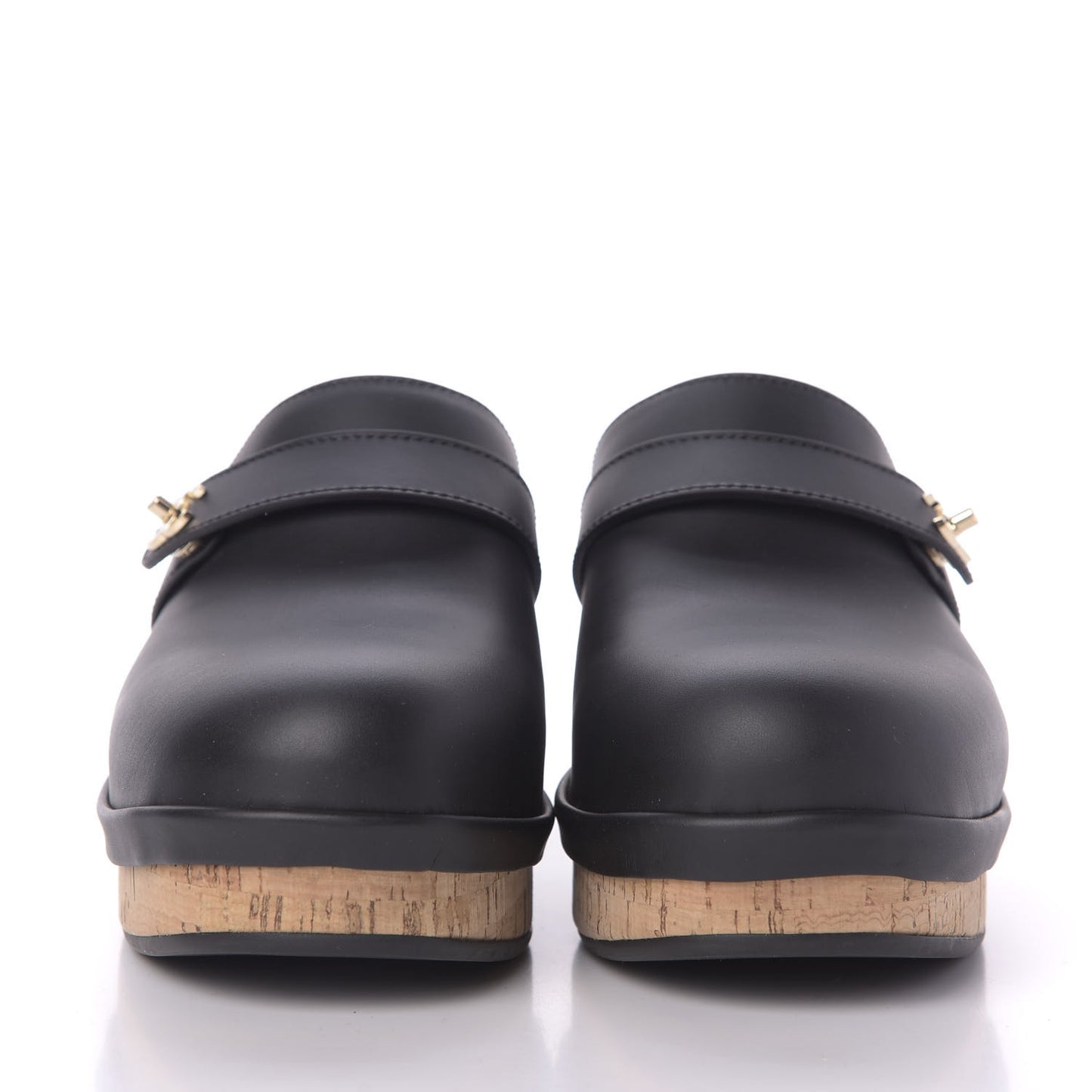 Calfskin CC Turn Lock Clogs 42 Black