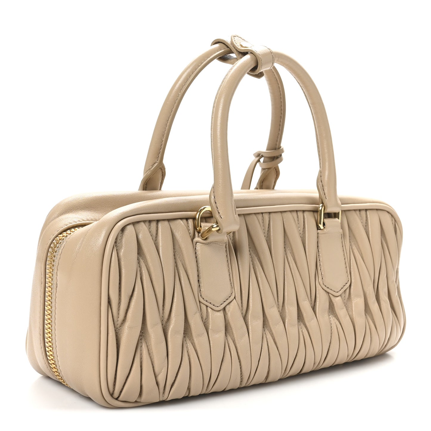 Nappa Matelasse Large Arcadie Top Handle Bag Sabbia