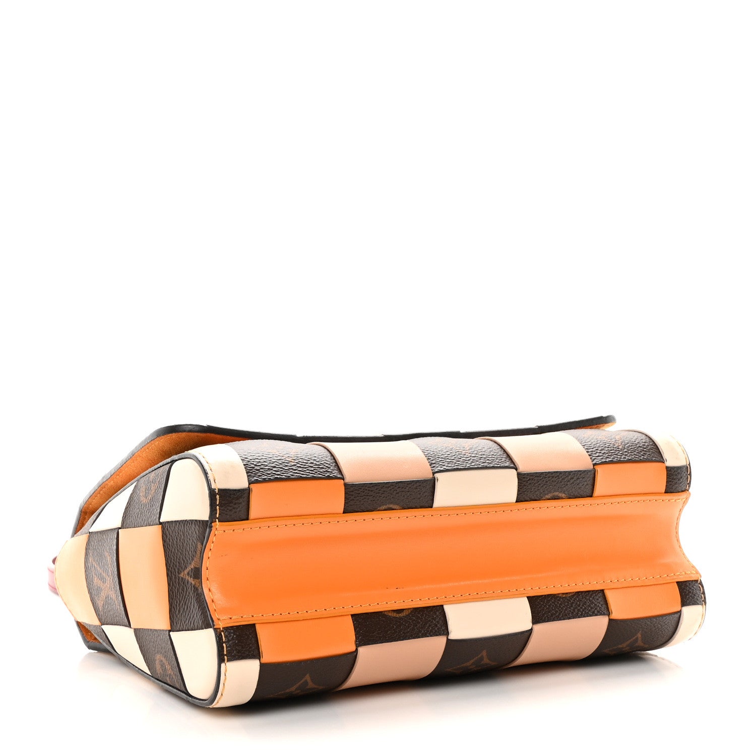 Louis Vuitton Calfskin Monogram Check Twist MM Beige White Orange 4 of 9