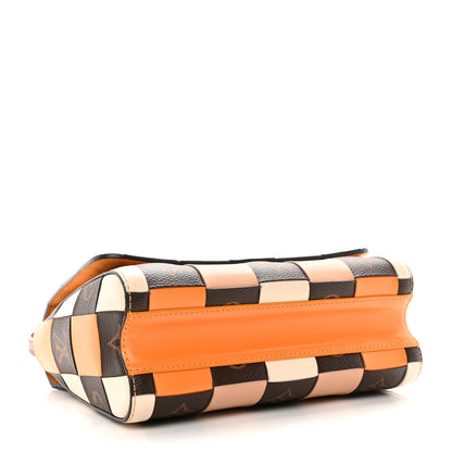 Louis Vuitton Calfskin Monogram Check Twist MM Beige White Orange 4 of 9