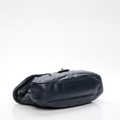 Chanel Calfskin Quilted Coco Pleats Flap Dark Navy Blue 4 of 8