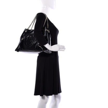 Gucci Patent Medium Soho Chain Shoulder Bag Black 2 of 9