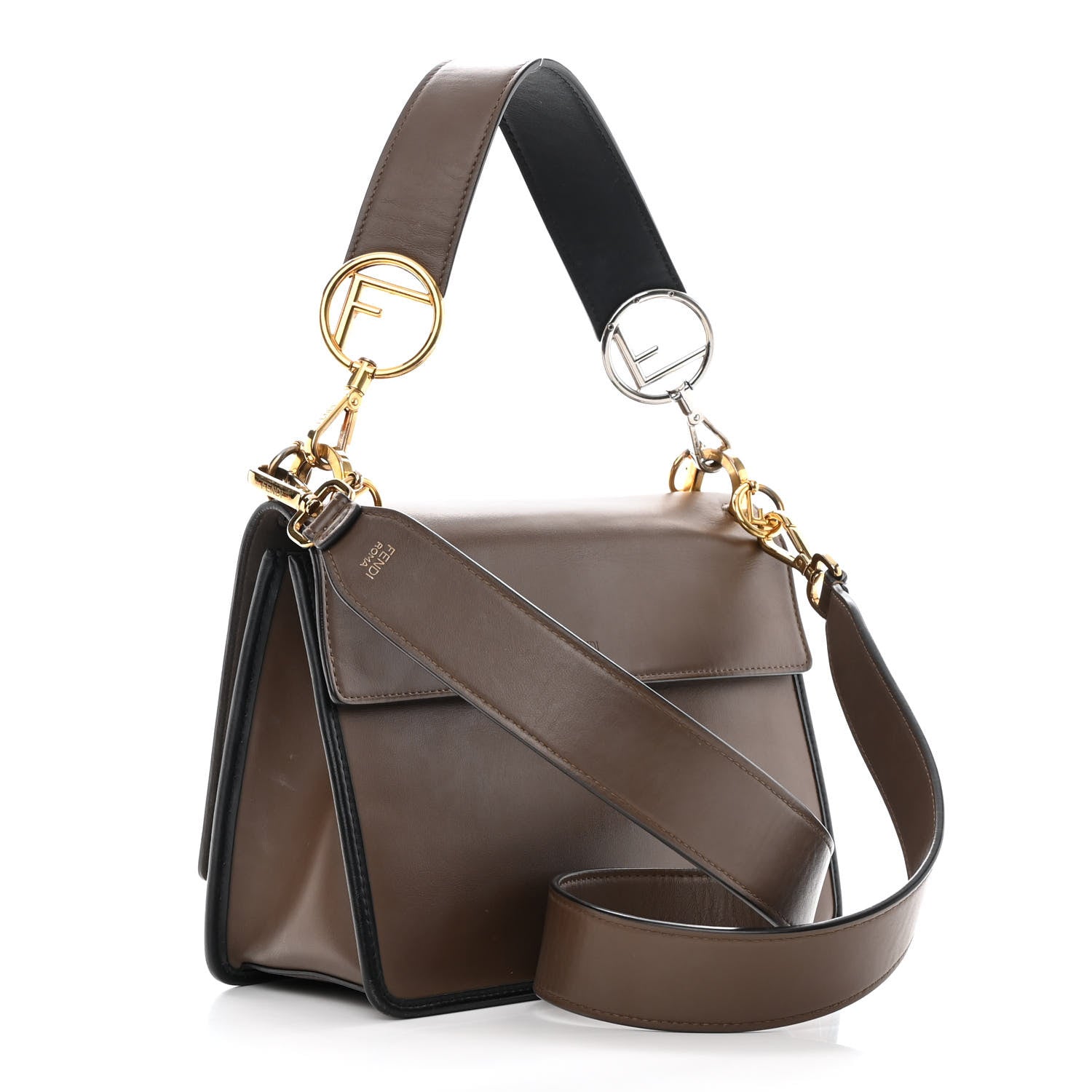 Fendi Vitello Century F is Fendi Bi-Color FF 1974 Embossed Kan I Shoulder Bag Maya Black 3 of 20