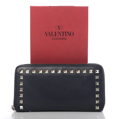 Valentino Garavani Calfskin Rockstud Zip Around Wallet Marine 13 of 13