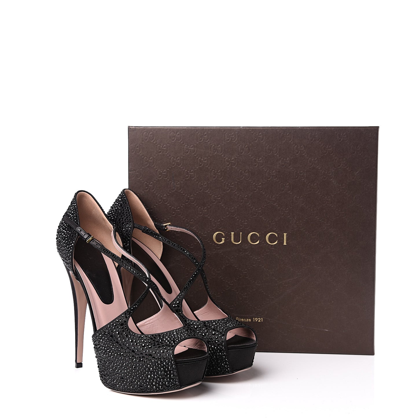 Satin Crystal Lili Platform Pumps 40 Black