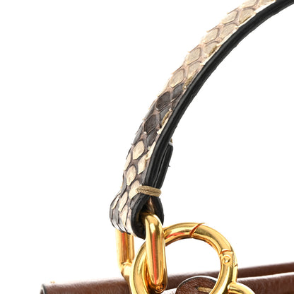 Fendi Cuoio Romano Snakeskin Selleria Bi-Color Mini Peekaboo Iconic Satchel Ghianda Camelia White 13 of 13
