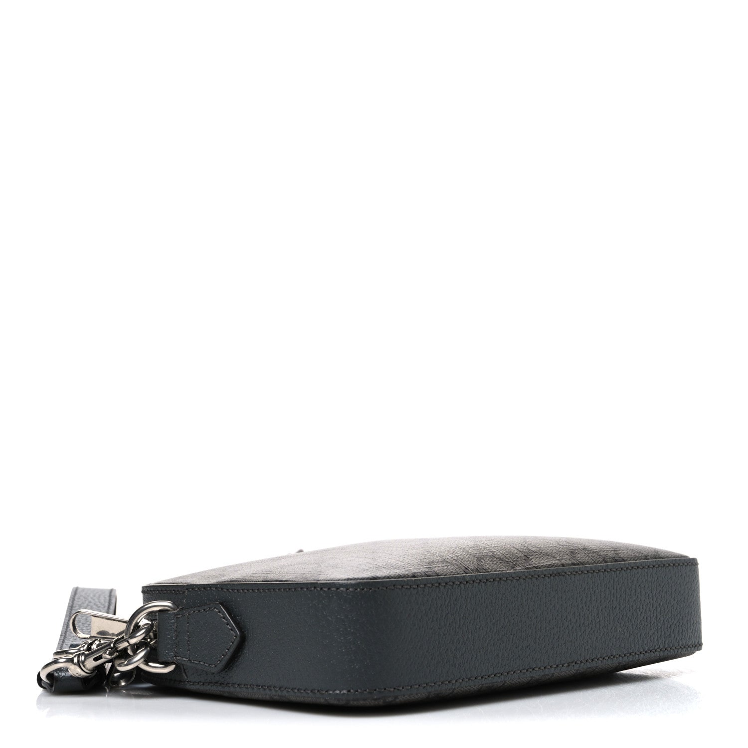 Gucci GG Supreme Monogram Textured Dollar Calfskin Web Ophidia Wristlet Shoulder Bag Grey Black Graphite Grey Grey Black Graphite Grey 4 of 10