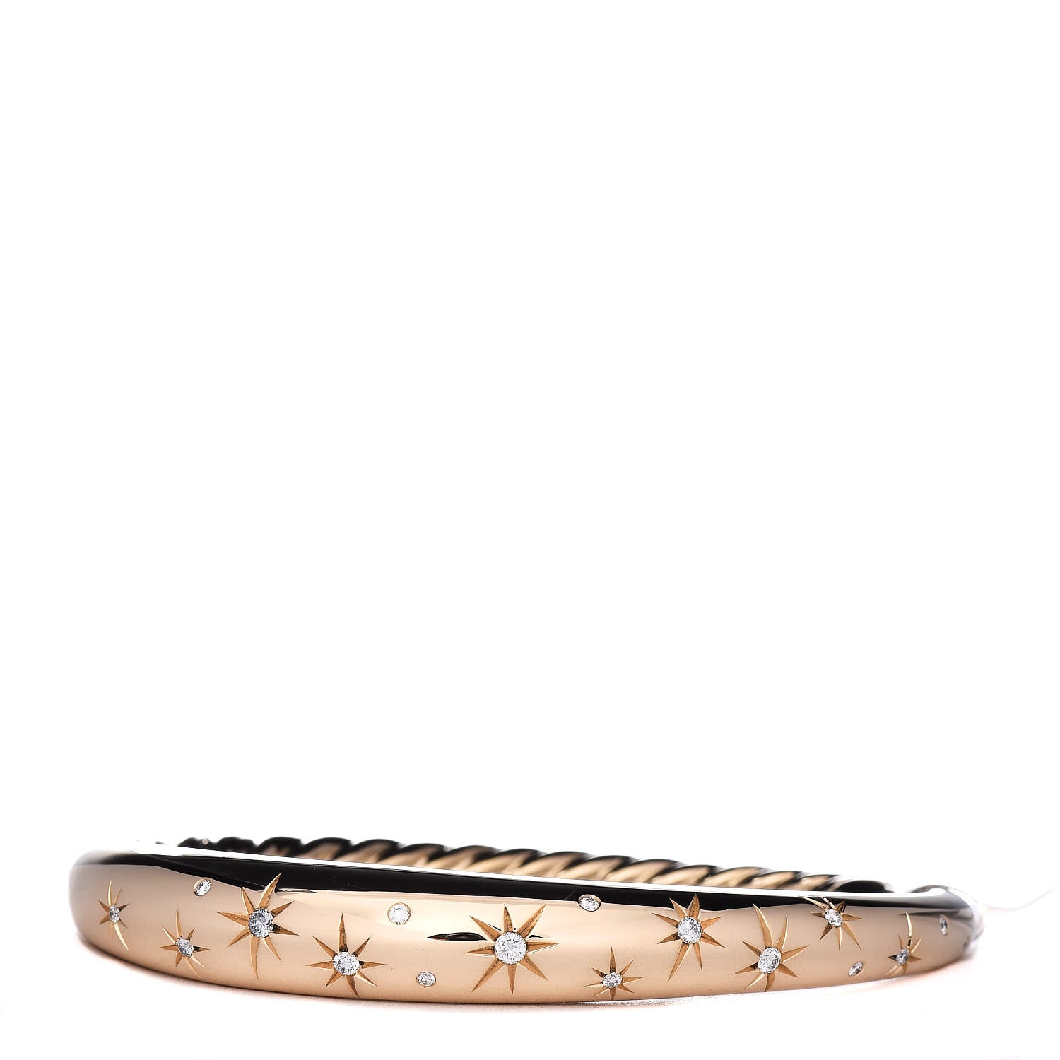 David Yurman 18K Yellow Gold Diamond 9.5mm Pure Form Smooth Bracelet 1 of 5