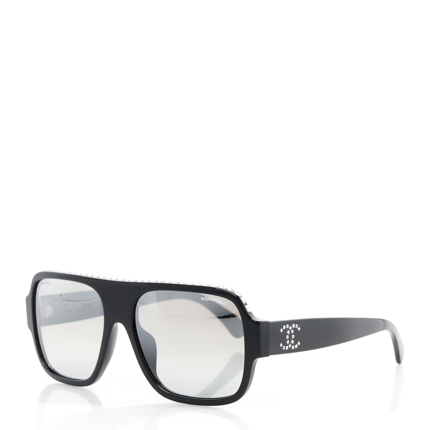 Chanel Acetate Crystal CC Shield Sunglasses 71431A Light Grey 1 of 8