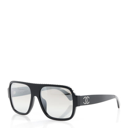 Chanel Acetate Crystal CC Shield Sunglasses 71431A Light Grey 1 of 8